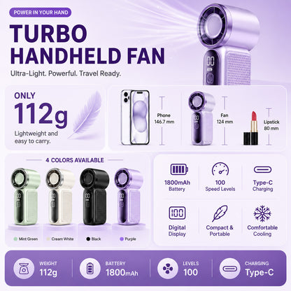❄️ Billhol® Pocket Turbo Cooling Fan – 40000RPM Rechargeable Handheld Fan for Summer, Travel & Outdoor Match Days ⚽