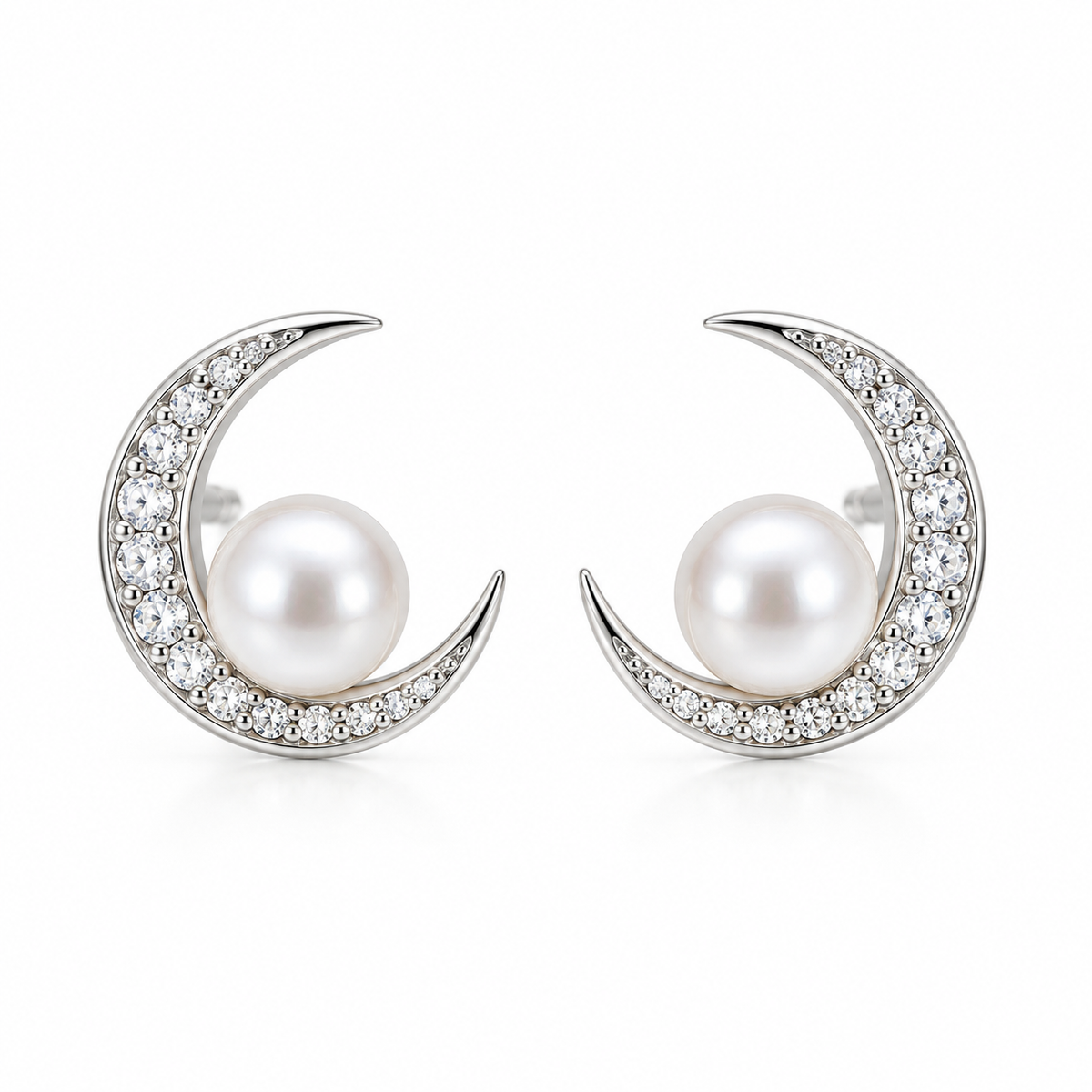 Vivalora® Moon & Pearl Crescent Earrings｜Vivalora®