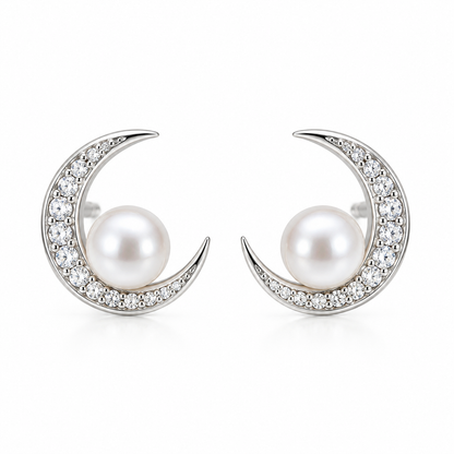 Vivalora® Moon & Pearl Crescent Earrings｜Vivalora®