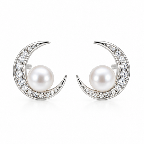 Vivalora® Moon & Pearl Crescent Earrings｜Vivalora®