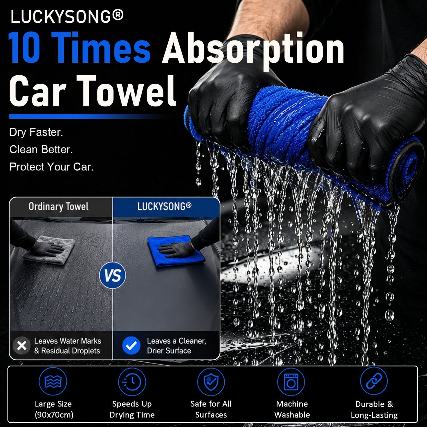 🔥LUCKYSONG® 10X High Absorbency Car Drying Towel🚗