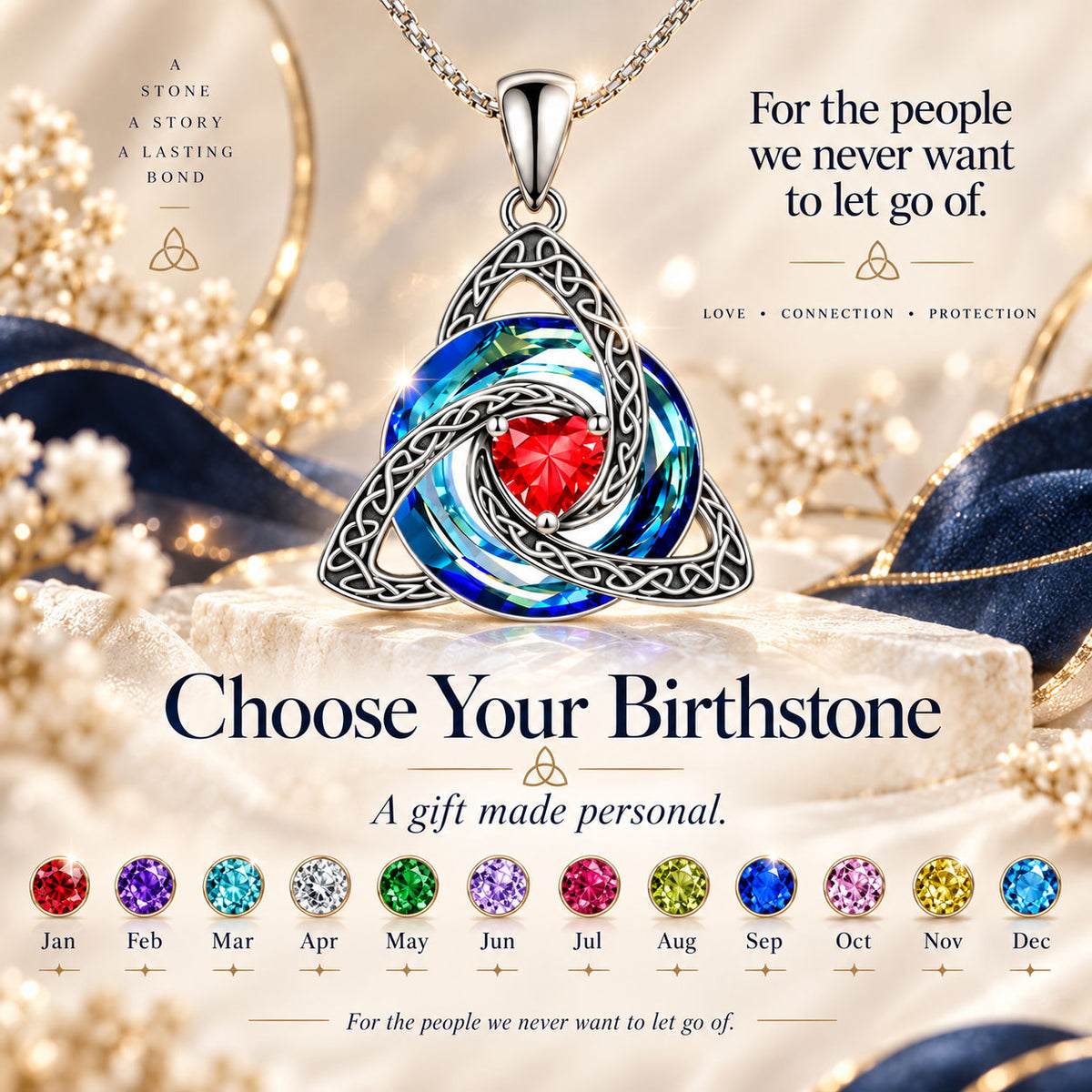 VIVALORA® Forever Knot Birthstone Necklace – A Timeless Symbol of Love