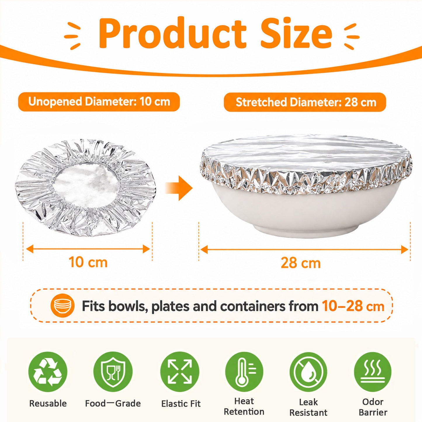 SVOZK® 🍽️Reusable elastic foil covers for bowls, plates and dishes — keep leftovers fresh, prep meals easily, and store food neatly in the fridge. ✨🥗❄️