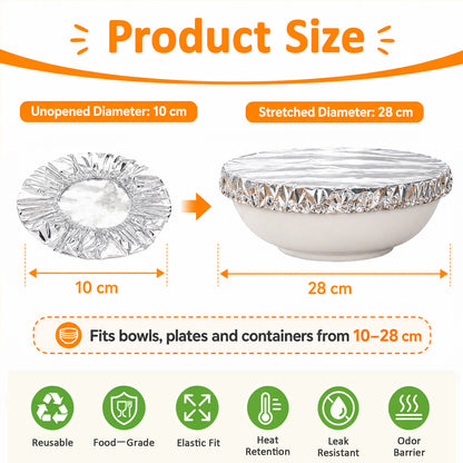 SVOZK® 🍽️Reusable elastic foil covers for bowls, plates and dishes — keep leftovers fresh, prep meals easily, and store food neatly in the fridge. ✨🥗❄️