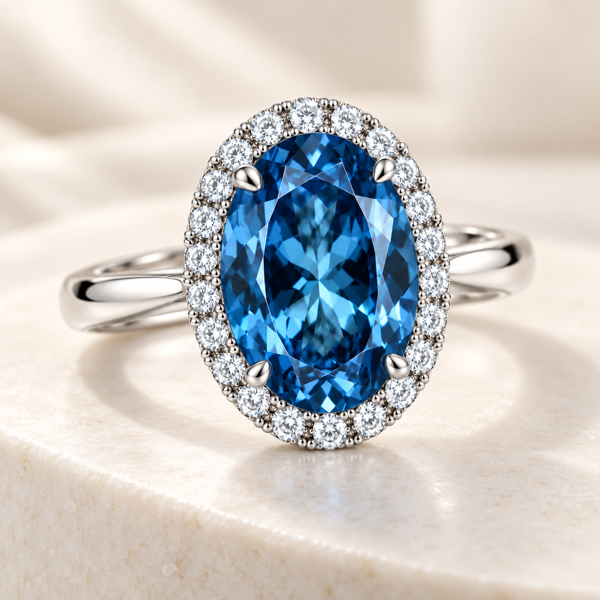 Vivalora® Ocean Blue Oval Statement Ring｜Vivalora®