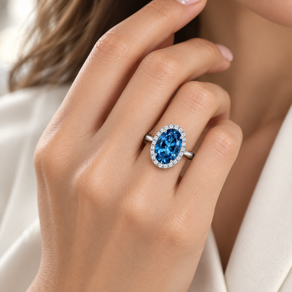 Vivalora® Ocean Blue Oval Statement Ring｜Vivalora®