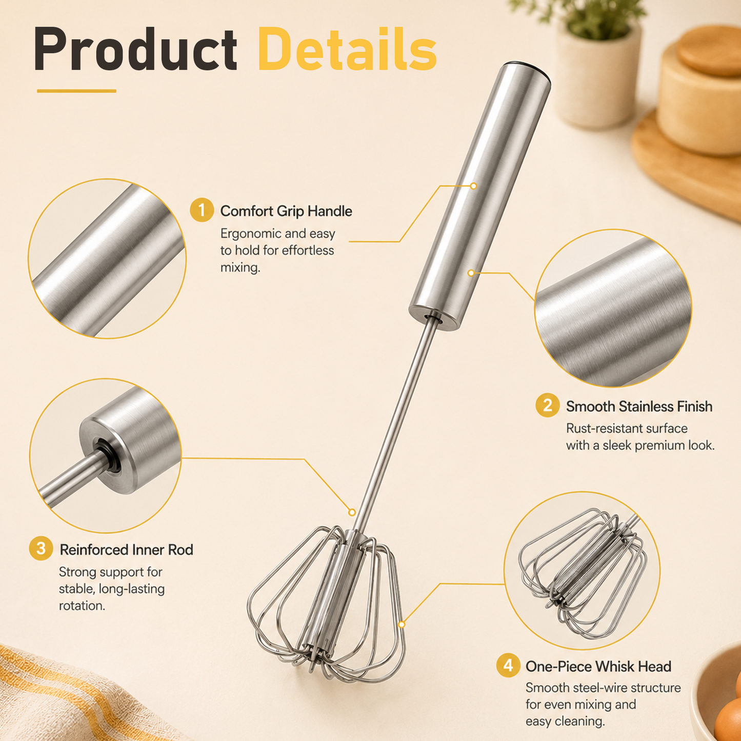 Billhol® Semi-Automatic Hand Egg Beater