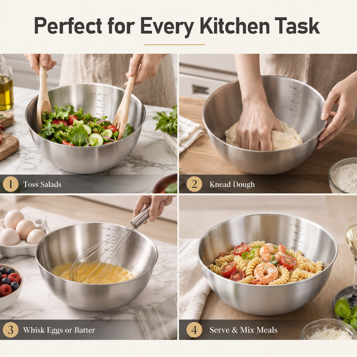 Stainless Steel Measuring Mixing Bowl