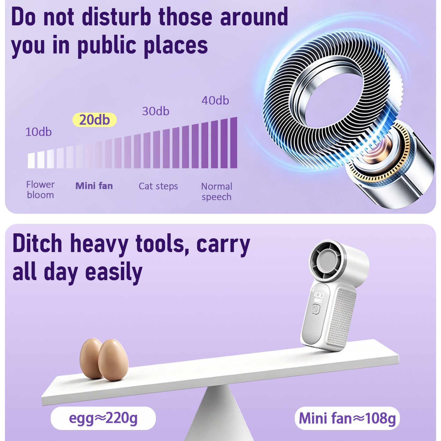 ❄️ Billhol® Pocket Turbo Cooling Fan – 40000RPM Rechargeable Handheld Fan for Summer, Travel & Outdoor Match Days ⚽