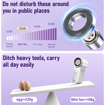 ❄️ Billhol® Pocket Turbo Cooling Fan – 40000RPM Rechargeable Handheld Fan for Summer, Travel & Outdoor Match Days ⚽