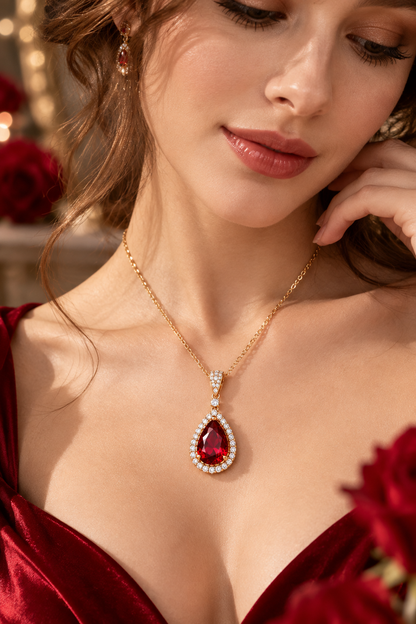 Vivalora® Ruby-Red Teardrop Pendant