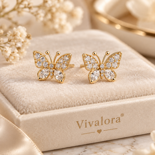 Vivalora® Crystal Butterfly Stud Earrings｜Vivalora®