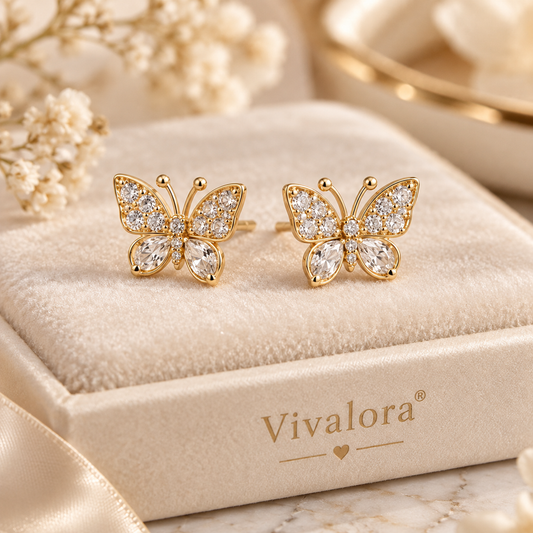 Vivalora® Crystal Butterfly Stud Earrings｜Vivalora®