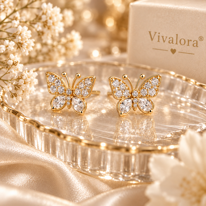 Vivalora® Crystal Butterfly Stud Earrings｜Vivalora®