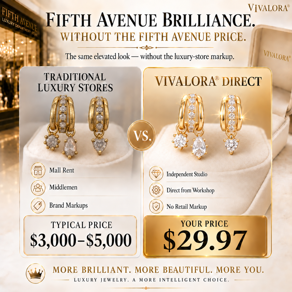 🔥 LAST DAY 90% OFF | VIVALORA® Asymmetric Moissanite Drop Earrings💎