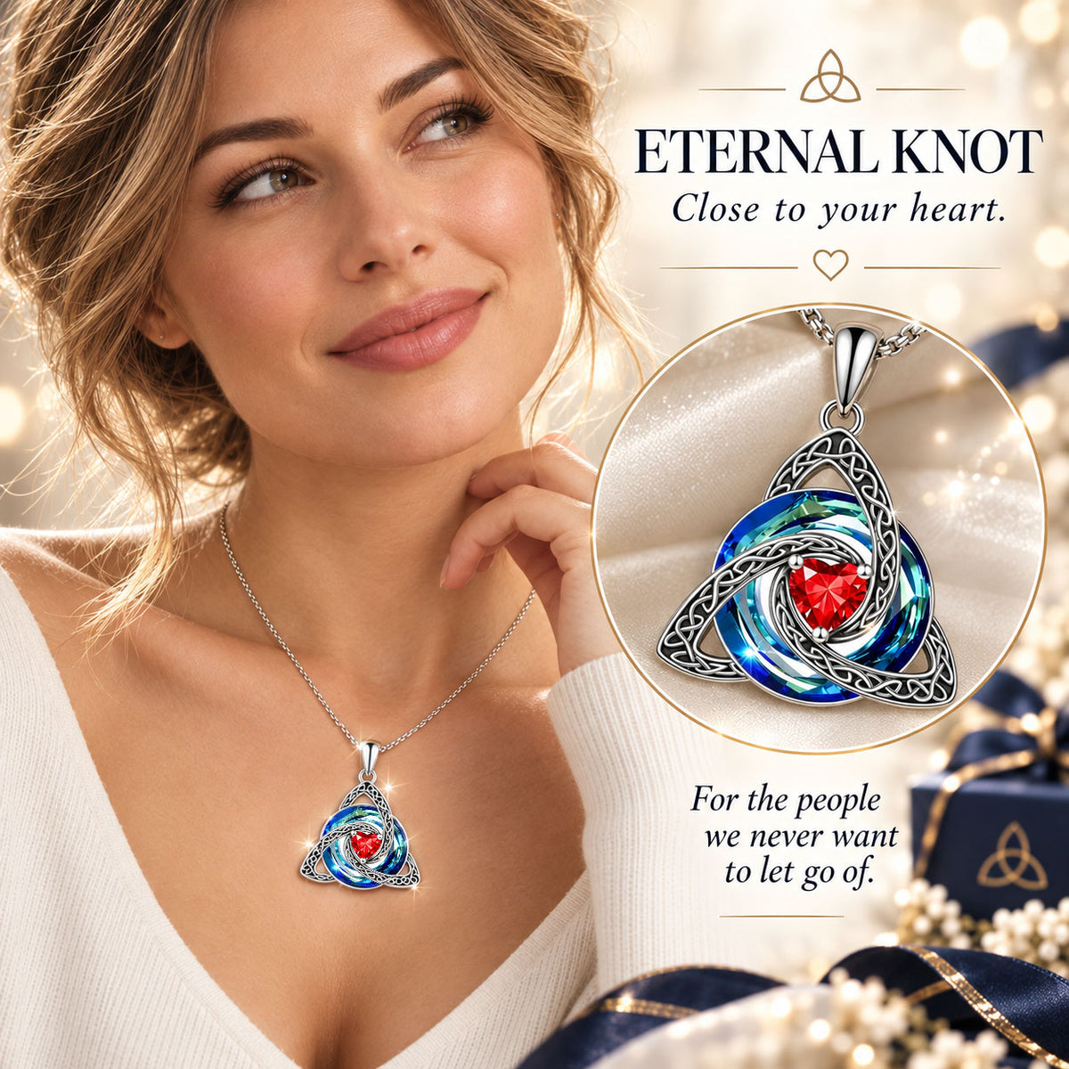 VIVALORA® Forever Knot Birthstone Necklace – A Timeless Symbol of Love