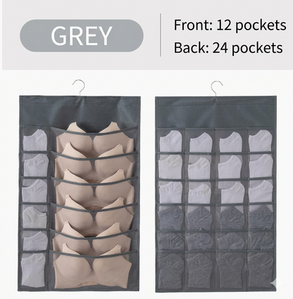 🔥SVOZK® Hot Sale🔥 Double-Sided Hanging Storage Bag | 36 Grids Dustproof Lingerie Organizer