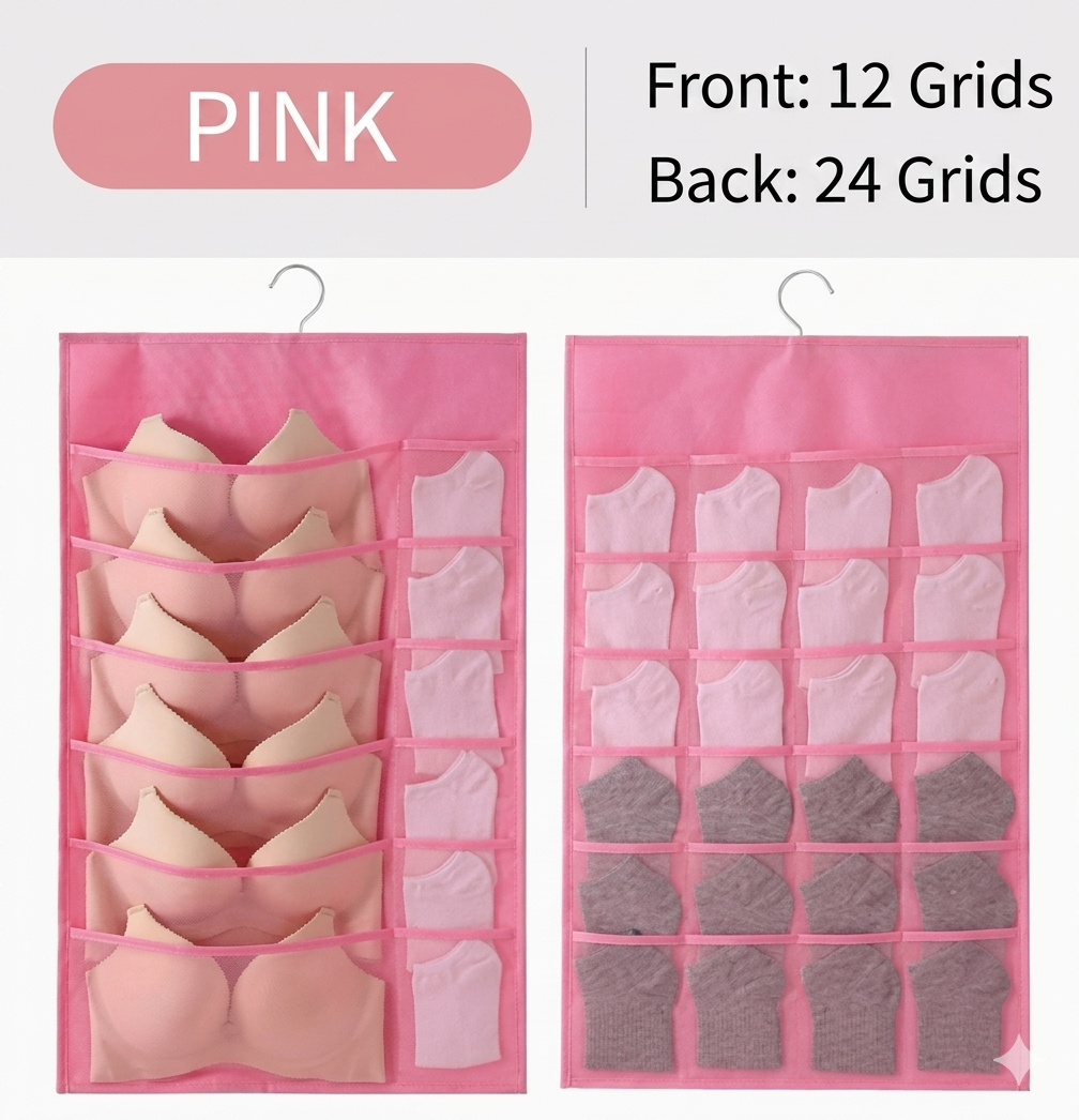 🔥SVOZK® Hot Sale🔥 Double-Sided Hanging Storage Bag | 36 Grids Dustproof Lingerie Organizer