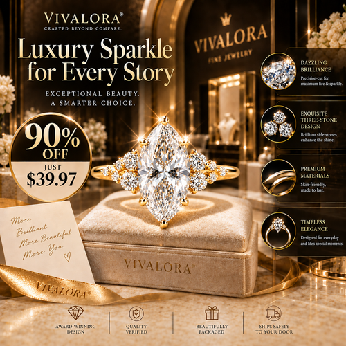 🔥 LAST DAY 90% OFF 丨Vivalora® Marquise-Cut Statement Ring – Brilliant Sparkle, Refined Craftsmanship & Timeless Elegance