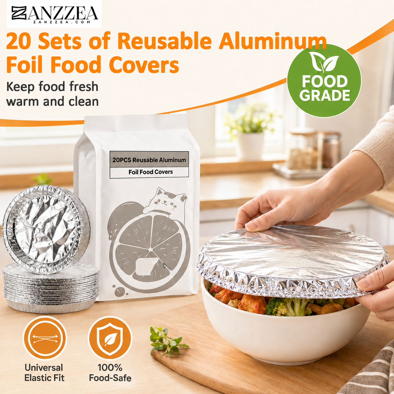 SVOZK® 🍽️Reusable elastic foil covers for bowls, plates and dishes — keep leftovers fresh, prep meals easily, and store food neatly in the fridge. ✨🥗❄️