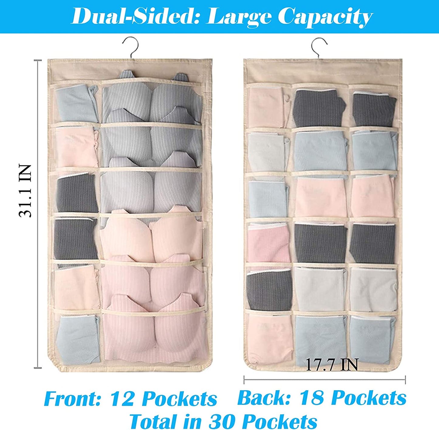 🔥SVOZK® Hot Sale🔥 Double-Sided Hanging Storage Bag | 36 Grids Dustproof Lingerie Organizer